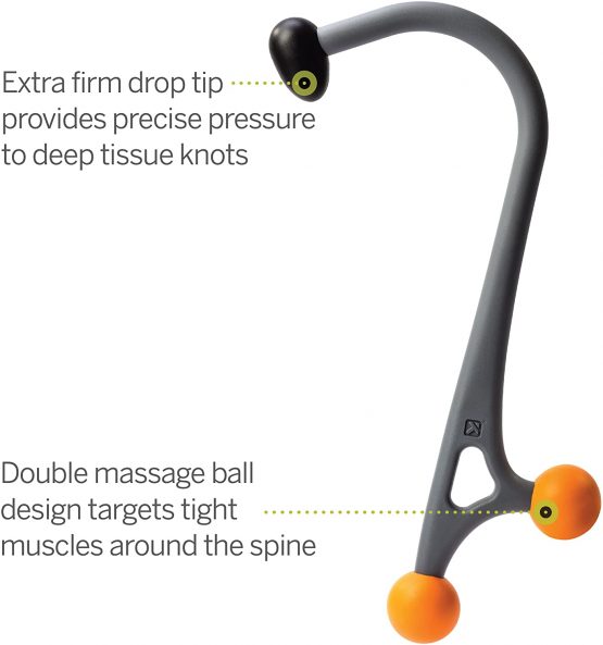 TRIGGERPOINT AcuCurve, Massage Cane Stick, Neck, Back and Shoulder Massage Ergonomic Portable Design, Grey and Orange, 16.5 Inch/42 cm - Image 2