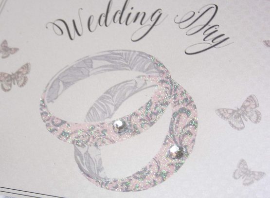 White Cotton Cards Patterned Wedding Rings, Wedding Day Large Keepsake Box (PWR2X) - Image 2