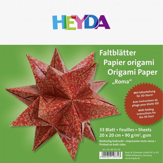 Baier & Schneider Folding Sheets Paper 20 x 20 cm Red/Gold - Image 2