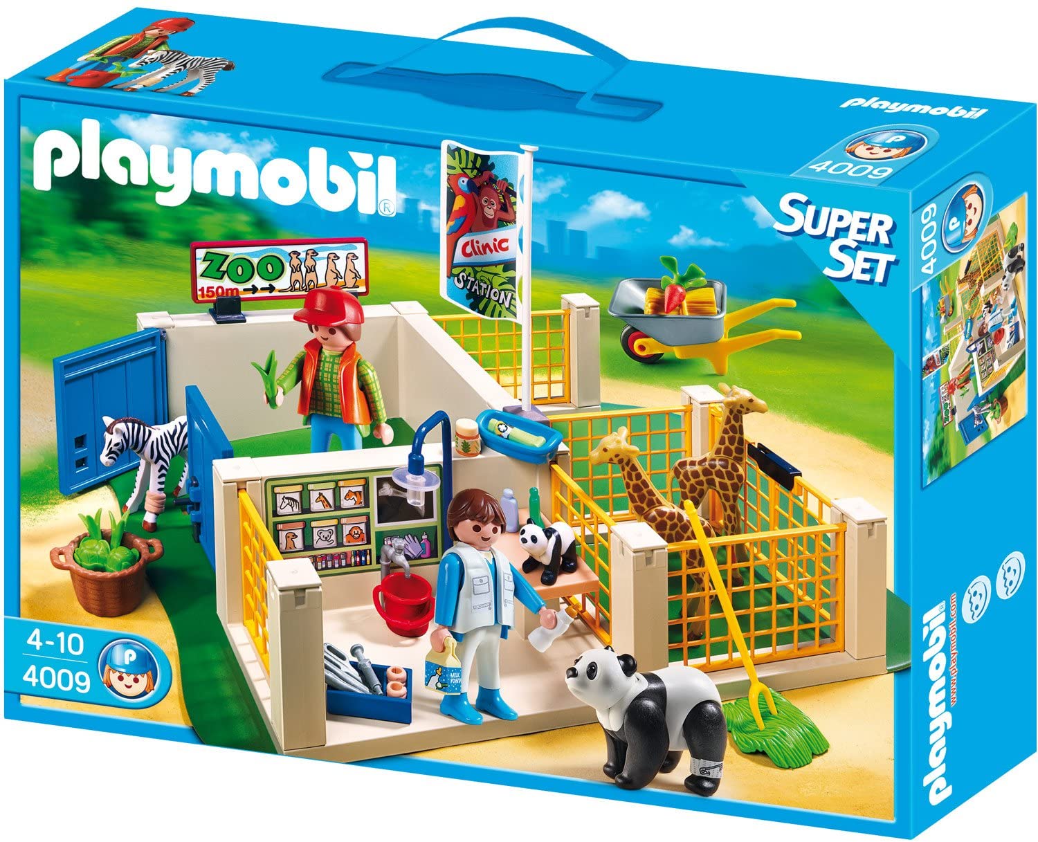 Playmobil 4009 City Life Zoo Care Station Superset with Lockable Gates, Yellow/Orange, Black/White, Gray, Brown