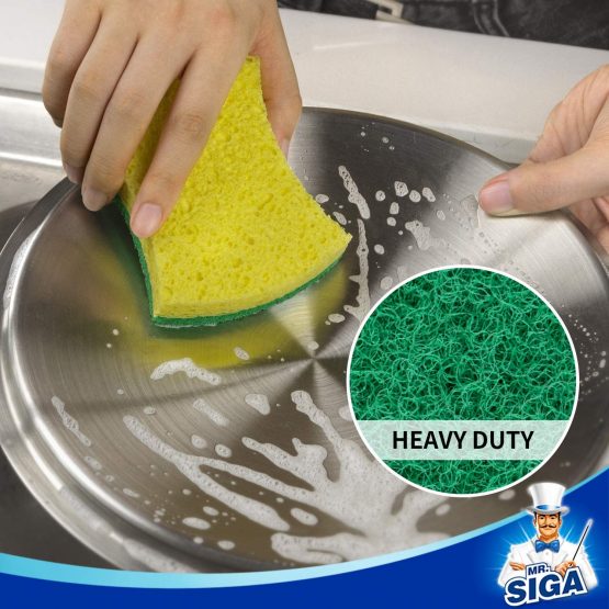 MR Heavy Duty Cellulose Scrub Sponge, Dual-Sided Dishwashing Sponge for Kitchen, 12 Pack - Image 3