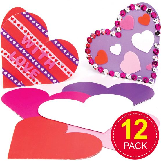 Baker Ross AT364 Heart Greeting Cards - Pack of 12, Creative Art And Craft Supplies For Kids To Make, personalize And Decorate - Image 2