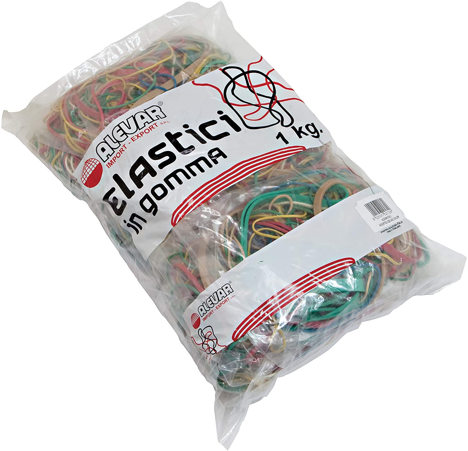 Alevar Office Rubber Bands Assorted Sizes and Colours Pack of 10 Bags of 100 g, Total 1 kg