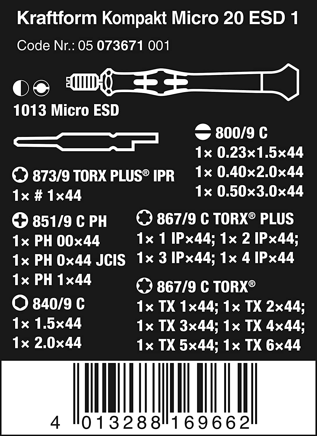 Kraftform Kompakt Micro ESD Screwdriver Set, 20 Piece, Silver - Image 2