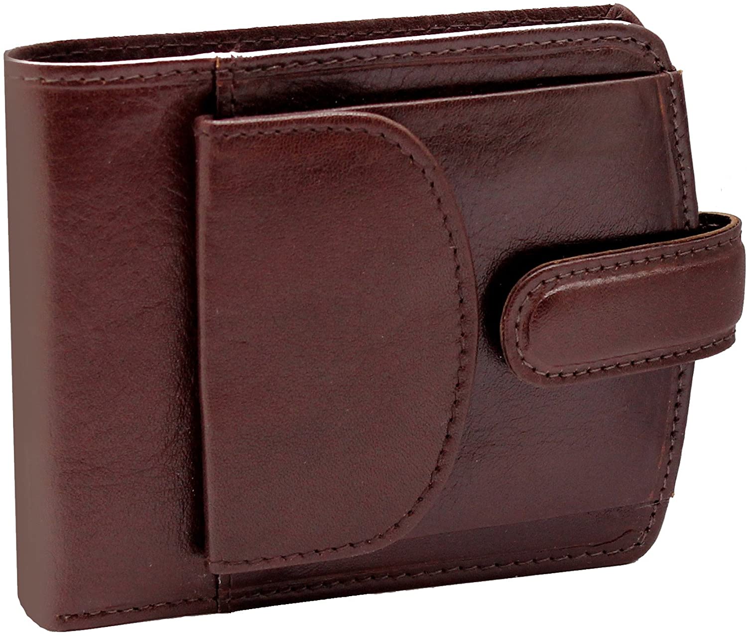 TOPSUM LONDON Men’s Genuine Leather Wallet, RFID Blocking Small Bifold Wallet with External Coin Pocket, 6 Card Slots