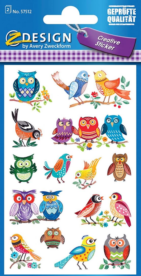 Avery Purposeful Form 54103 Decorative Stickers Owls 28 Aufkleber Colourful