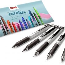 Pentel BL77-AO EnerGel Gel Rollerball Pen + PL75-AO EnerGize Mechanical Pencil Set of 6 Gel Rollerball Pens Black + 1 Mechanical Pencil 0.5 mm/HB