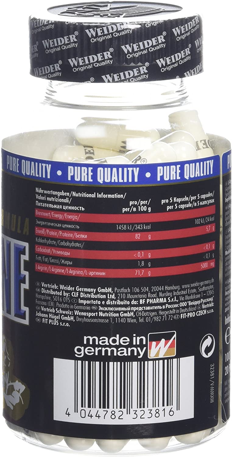 Weider L- Arginine Caps, 100 Capsules, Neutral, 140 g (Pack of 1) - Image 3