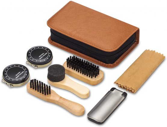 Shoe Shine Kit with PU Leather Sleek Elegant Case, 7-Piece Travel Shoe Shine Brush kit - Image 3
