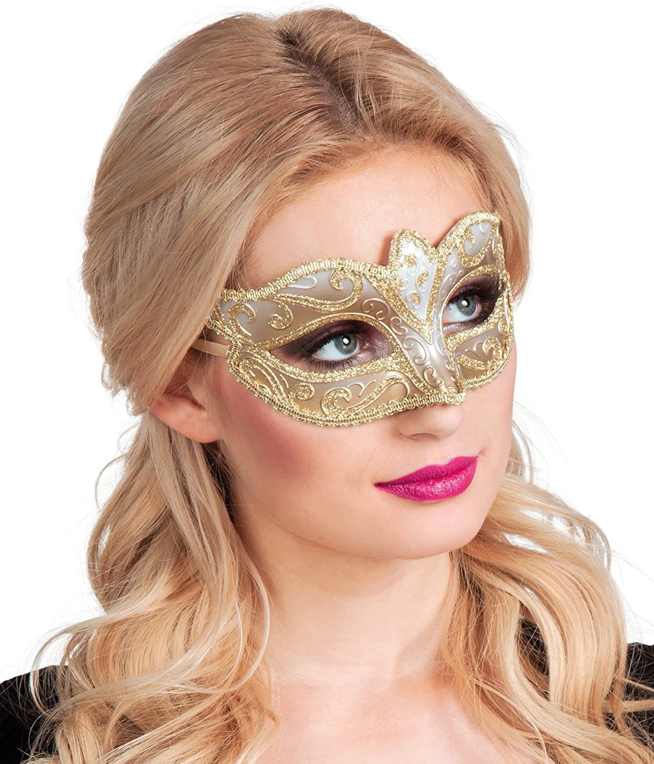 Boland 00338 Venice Felina Eye Mask, Gold, Elegant, Ornaments, Masquerade Ball, Venice, Carnival, Halloween, Fancy Dress