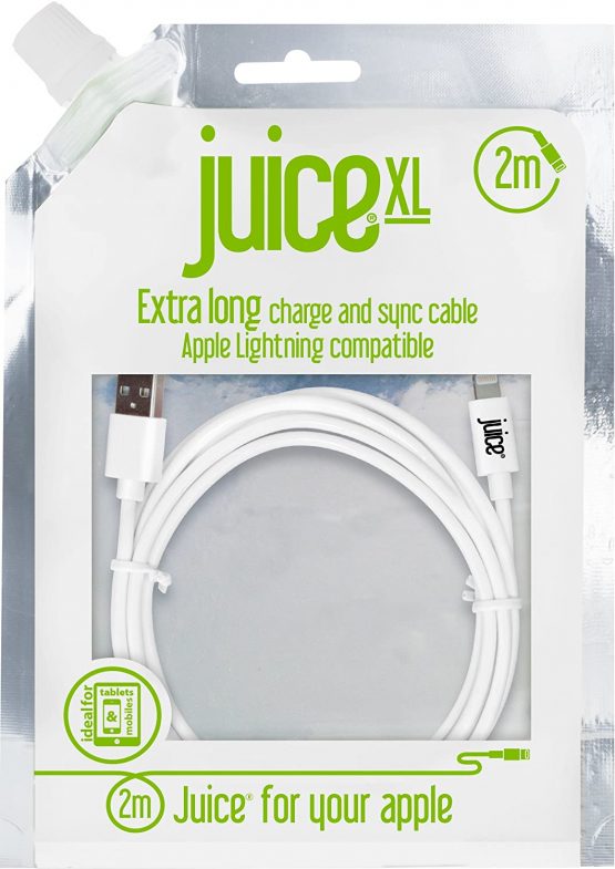 Juice Apple iPhone 11, Pro, iPhone X, Xr, iPhone 8, 7, 6, SE, iPad Lightning Charge and Sync Cable, 2M, White,Round