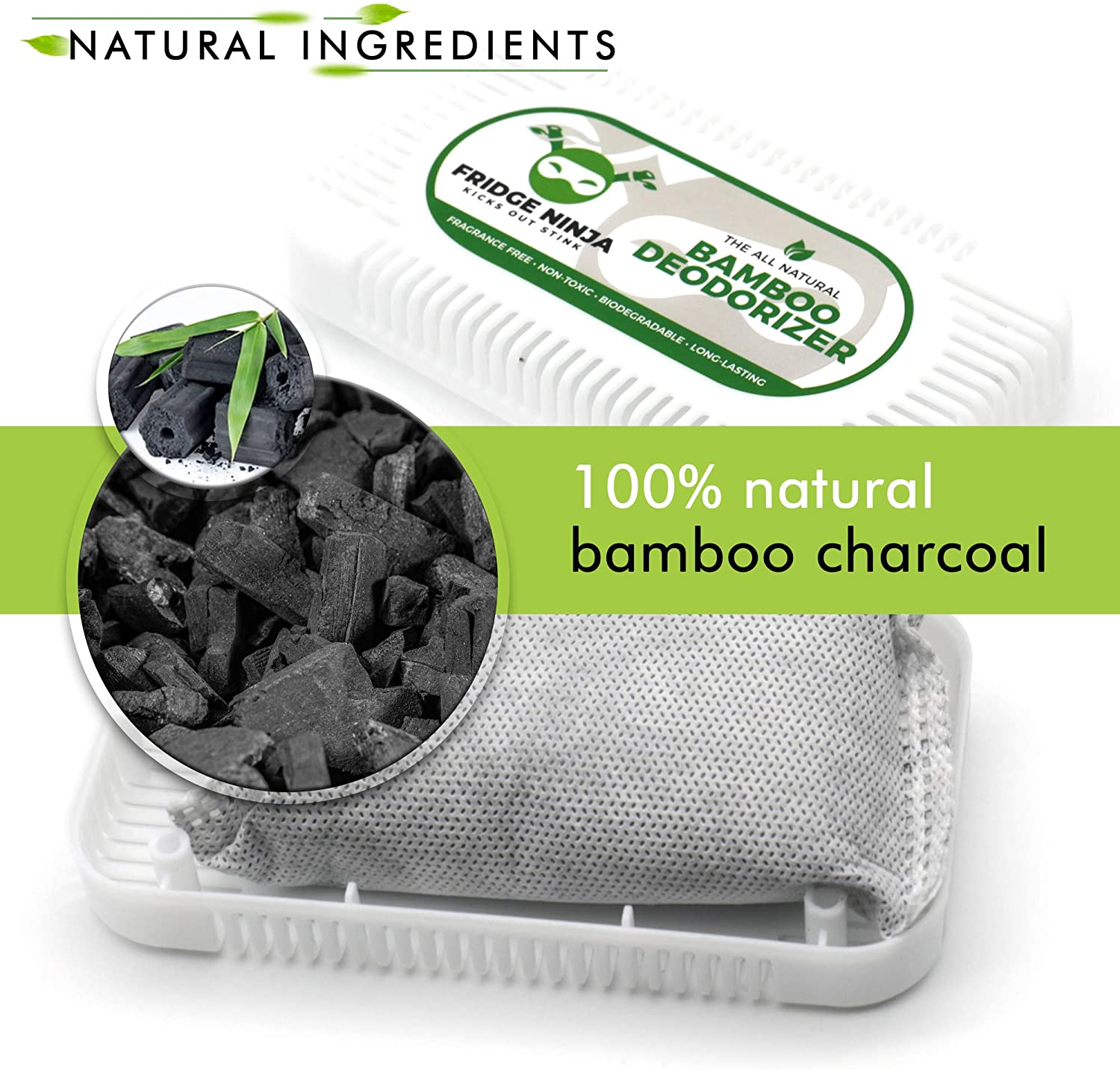 Fridge Ninja Fridge Deodoriser and Freshener, Natural & Unscented Activated Charcoal, Lasts Up to 12 Months, Odour Eliminator - Image 4