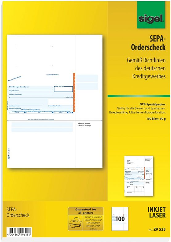 Sigel ZV535 Orderscheck (Pack of 100)