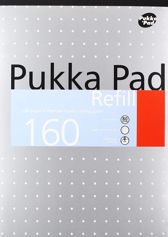 Pukka Pad A4 Punched 4 Hole Ruled Feint and Margin Refill Pad - White (160 Pages) - 1 Pack of 6 pads