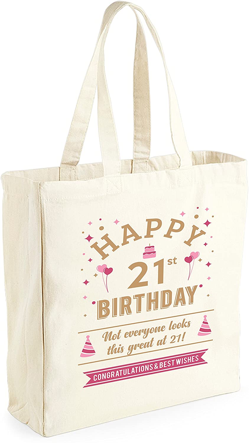D Design Invent Print! 21st Birthday Tote Bag Keepsake Funny Gift For Women Ladies Novelty Gift Shopping Bag Present for 21