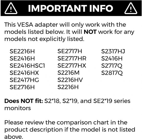 HumanCentric VESA Mount Adapter for Dell SE2416HX, SE2717HX, SE2717H, S2216M, S2216H, SE2716H, SE2216H, S2817Q, SE2417HG, S2316M, S2316H, SE2416H, SE2717HR, and more [Patented] - Image 2