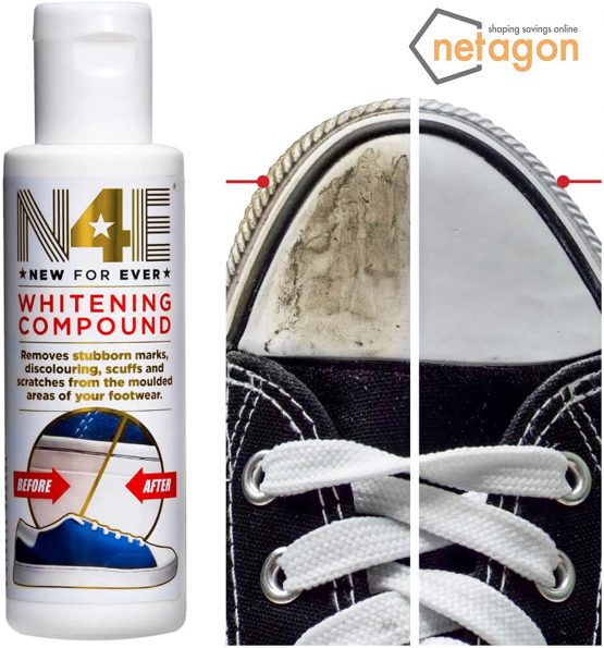 N4E Whitening Compound Polish Cleaner Whitener Restorer - Removes Scratches, Dirt, Discolouring & Marks for Shoes, Trainers, Sneakers & Footwear - Image 2