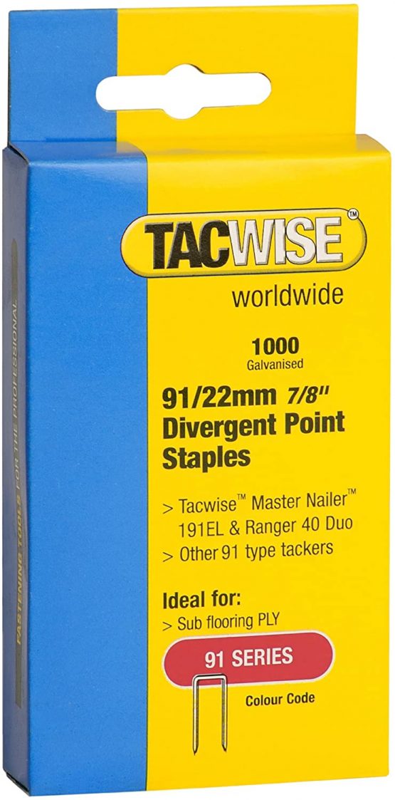 Tacwise 0288 91/22 mm Divergent Point Narrow Crown Staples - Box of 1,000