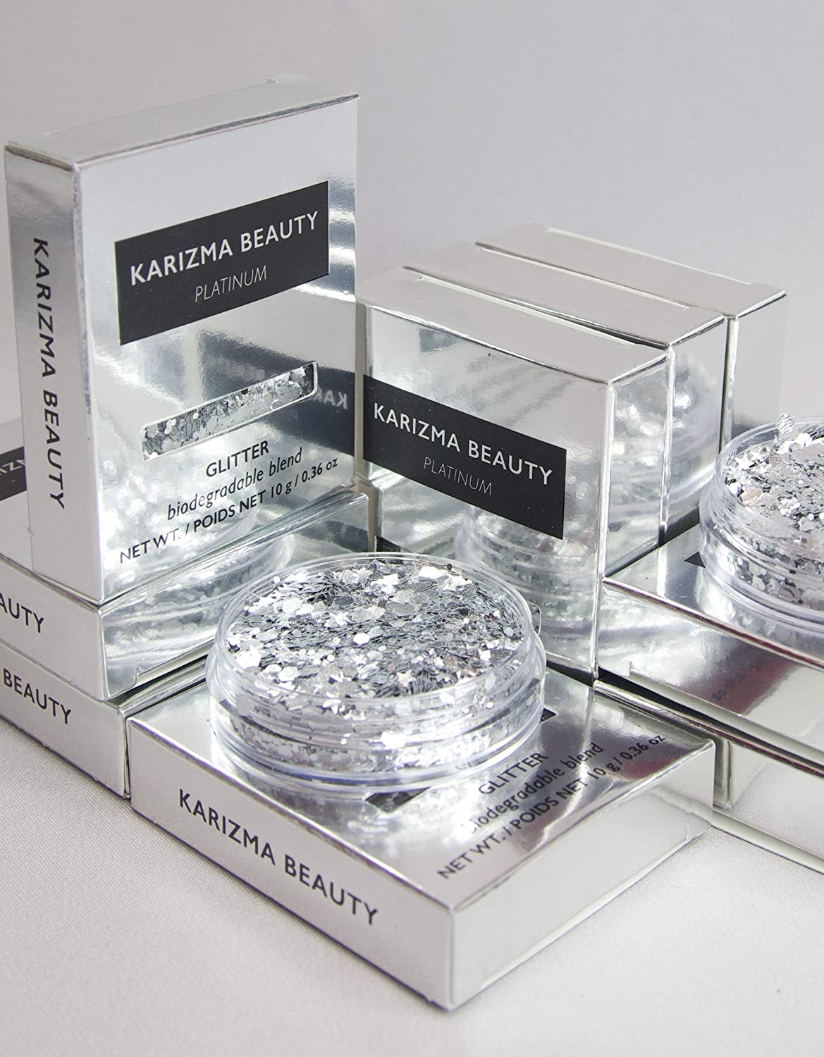 Platinum Biodegradable Chunky Glitter // Karizma Beauty Silver Face