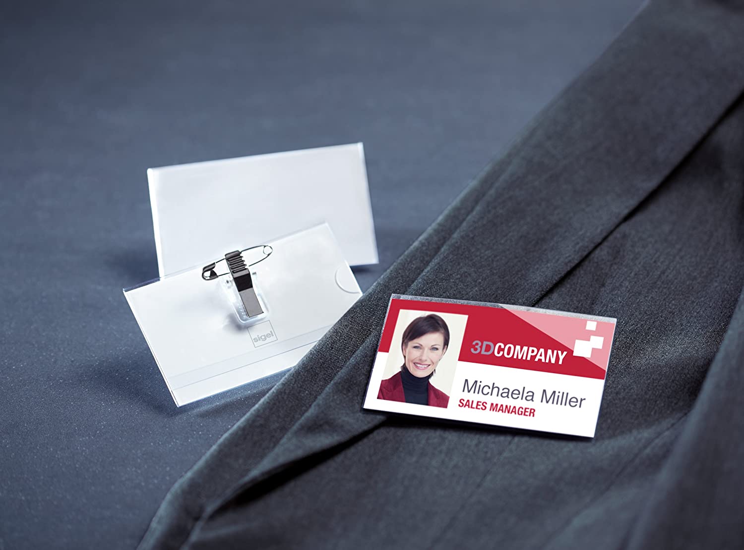 SIGEL ZB200 Name Badges, for 5.4 x 9 cm, with combi-clip, transparent, 50 Pieces, Clear, 54 x 90 mm - Image 3