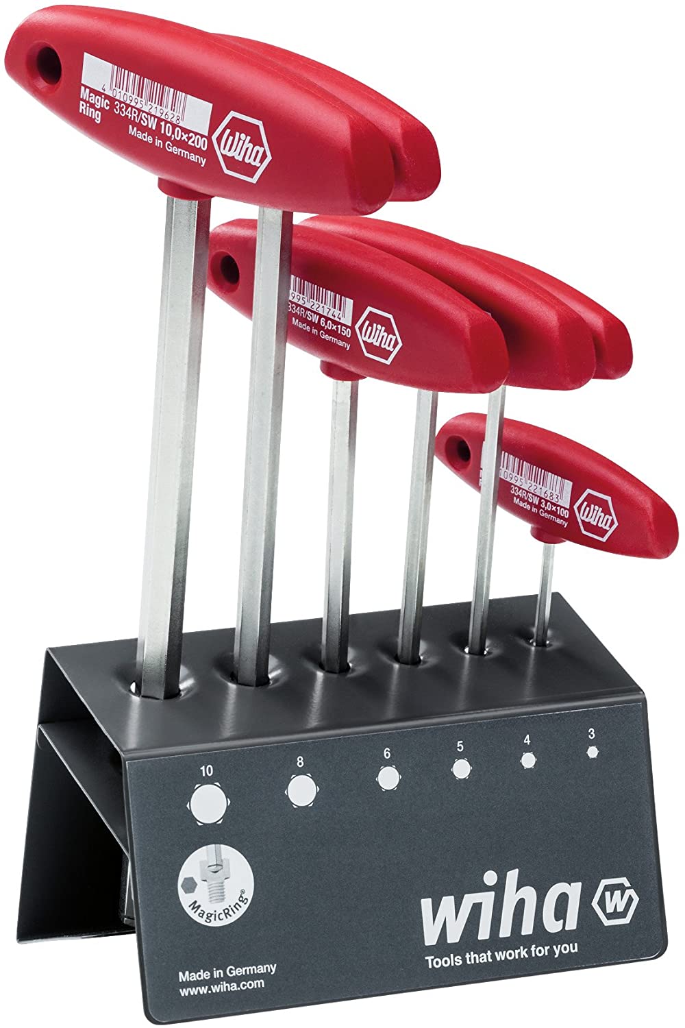 Wiha 334RVB Hex Screwdriver Set including T-Spanner, Red