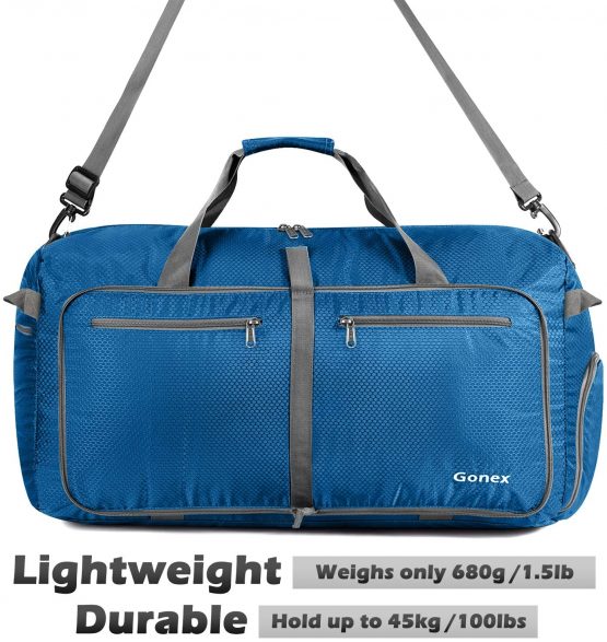 Gonex 100L Foldable Travel Duffel Bag for Luggage Gym Sports, Lightweight Travel Bag with Big Capacity, Water Repellent (Deep Blue) - Image 4