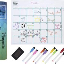 Monthly Fridge Calendar, Whiteboard Planner, Ideal for Homeschooling, Magnetic Calendar, Family Organiser Memo Board, Strong Magnet, Includes 8 Dry Wipe Markers, Eraser & Gift Box, 11.7 x 16.5in