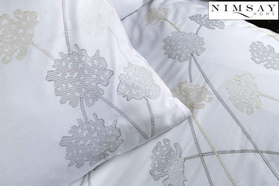 Nimsay Home Janet Floral Embroidered 180 Thread 100% Cotton Percale Bedding Set (King Duvet Cover Set) - Image 2