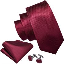 Barry Men Ties Plain,Solid Colors Handkerchief and Cufflink Necktie Set Formal Wedding Business