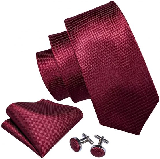 Barry Men Ties Plain,Solid Colors Handkerchief and Cufflink Necktie Set Formal Wedding Business