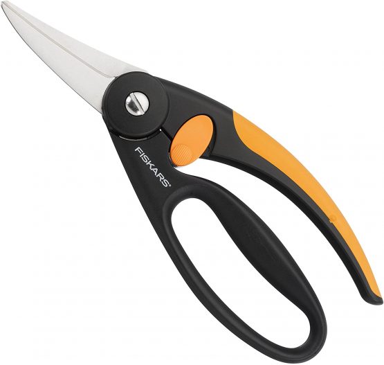 Fiskars All-Purpose Scissors, Length: 22 cm, Stainless Steel Blade/Fibreglass Reinforced Plastic Handles, Black/Orange, Elegance, P45, 1001533