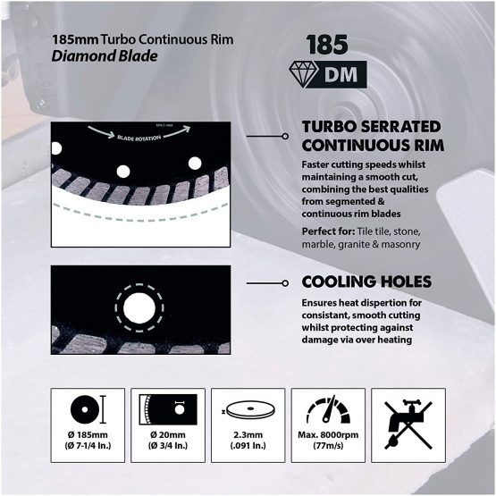 Evolution Power Tools Diamond Blade, 185 mm - Image 4