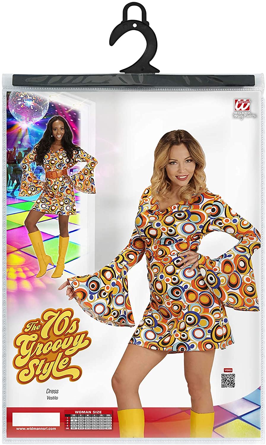 Widmann 08890 Adults Costume 70s Retro Dress Ladies Colourful XXL - Image 2