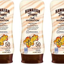 Hawaiian Tropic - Silk Hydration Protective SPF 50 - Protective Sun Lotion with Moisturizing and Water Resistant Silk Tapes, Tropical Sun Cream, Pack 3 units x 180 ml