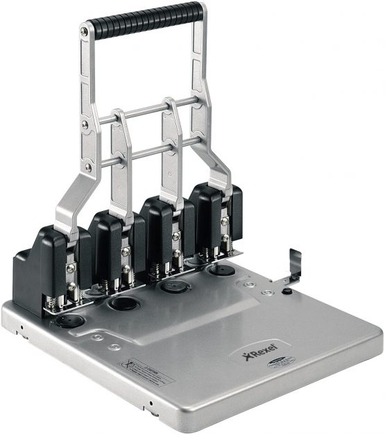 Rexel HD4150 Ultra Heavy Duty 4 Hole Punch, 150 Sheet Capacity, Effortless Punching, Metal, Silver/Black, 2101235