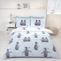 Rapport Home Starry Penguins Duvet Set, King-Ice, Polyester-Cotton
