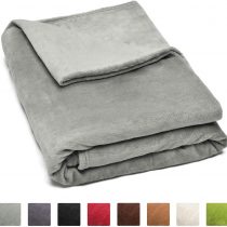 Beautissu Fleece Blanket Aurelia 220x240 cm Soft Luxury Throw Blanket Cosy for Autumn Fall Winter Fluffy Sofa Throw Bed Comforter Bedspread Thick Blanket Light Grey