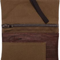 SIMARU Tobacco Pouch Made of Waterproof Cork and Fabric, This Rolling Pouch has compartments for Lighter, Filter and Paper, of Course Designed for Men and Women (Olive/Brown
