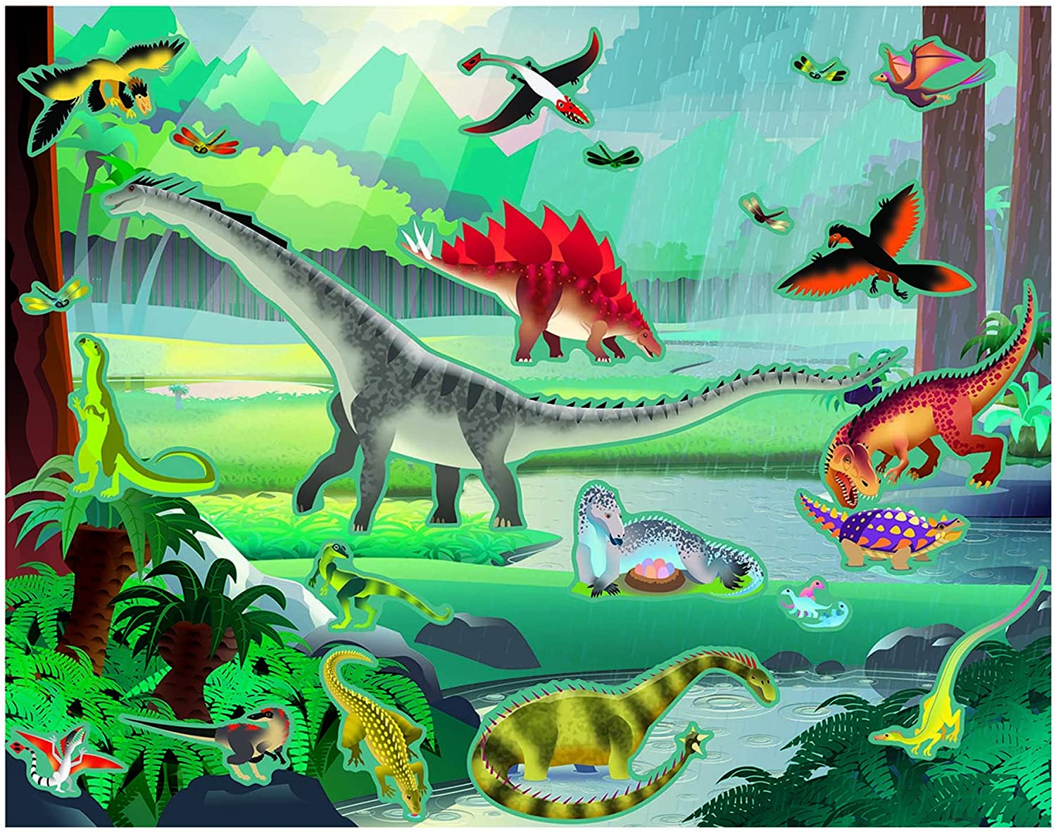 Melissa & Doug Reusable Puffy Stickers-Dinosaurs, Multi Coloured, Standalone - Image 4