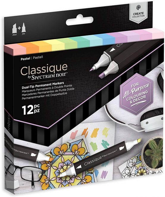 Crafter's Companion Spectrum Noir Classique Blend Twin Tip Blendable Alcohol Based Marker Set with Japanese Nibs-Pack of 12-Perfect for Colouring, Drawing & Illustration (Pastel Pack), One Size - Image 2