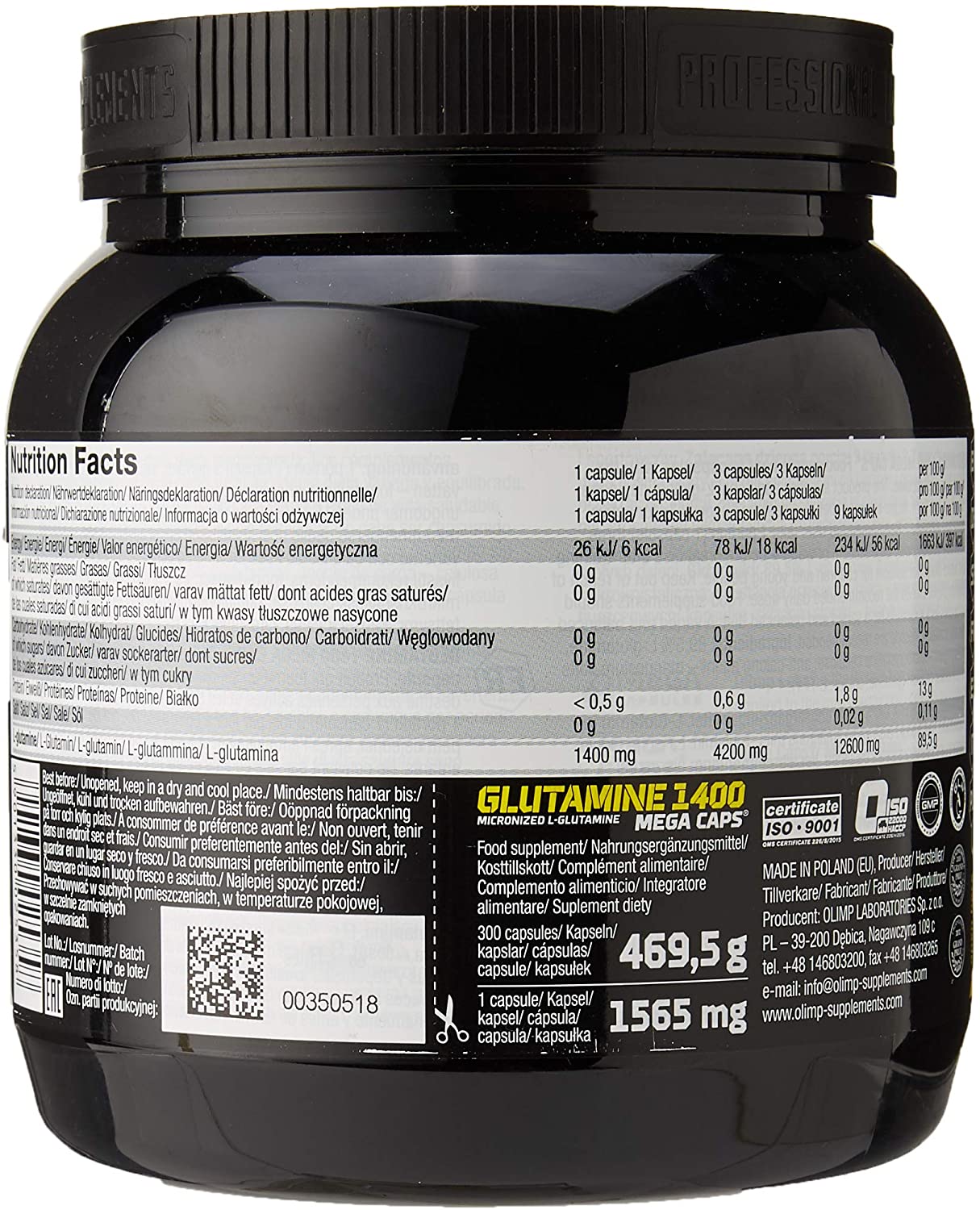 Olimp L-Glutamine 1400 Mega Caps - 300 Capsules, 300 count (Pack of 1) - Image 2