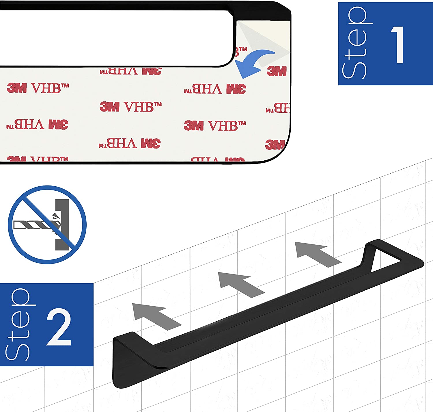 WEISSENSTEIN Adhesive Wall Shelf in Stainless Steel 24 cm - Bathroom - Large Self-Adhesive Shelf - No Hole or Drilling - Image 3