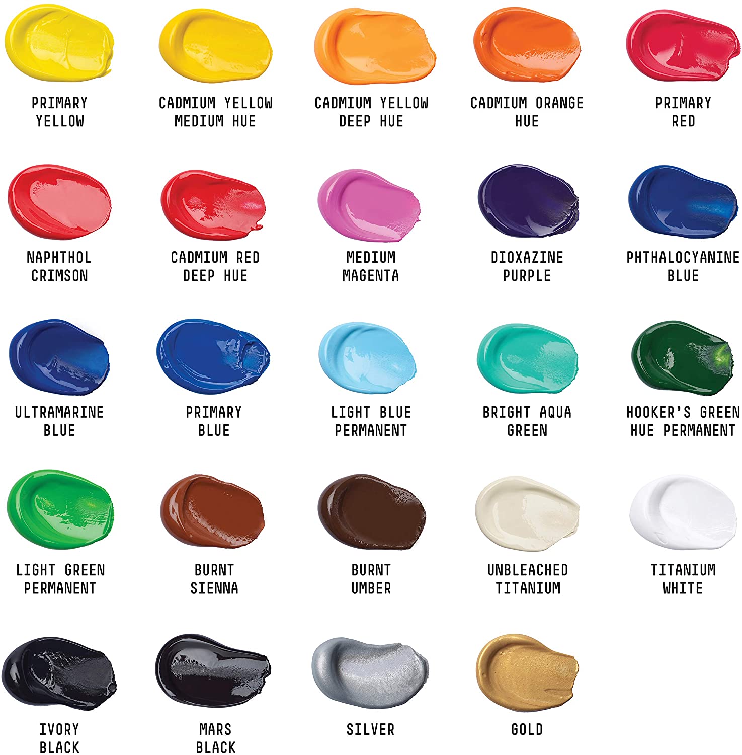 Liquitex BASICS 24 Tube Acrylic Paint Set, 22ml, Blue, 22 ml (Pack of 24) - Image 4