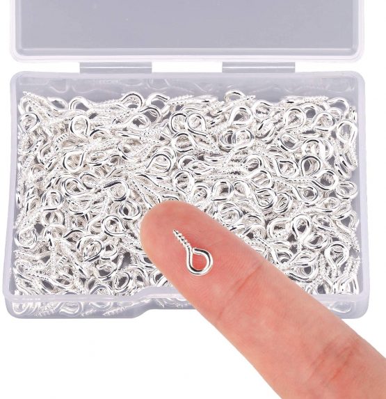 AIEX 300 Pcs Screw Eye Pins Hooks Eyelets Screw Threaded for Jewelry Making Findings DIY Crafts, Silver