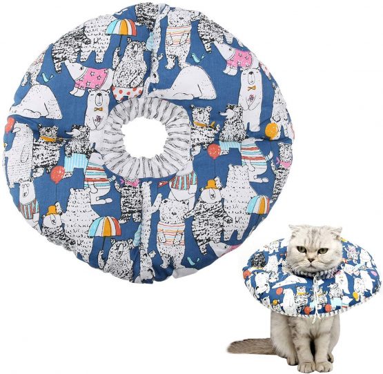 YOUTHINK Pet Recover Collar Cute and Soft Elizabethan Collars Protection Collar for Cat and Dog to Anti-licking and Protect Pet Cervical Spine Blue