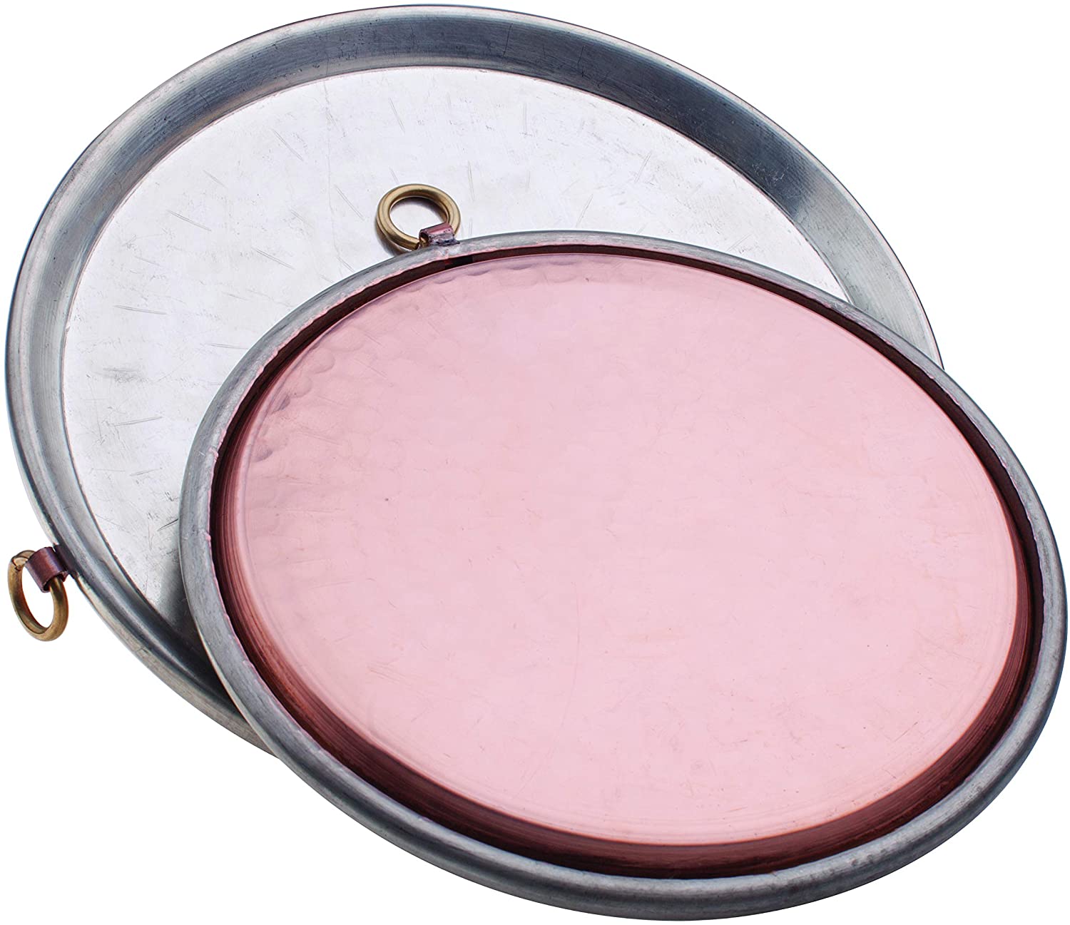 Pentole Agnelli COCU43/340 Tinned Copper Tinned Copper Baking Tin with Rim, Height 2 cm, Diameter 40 cm, Copper/Silver