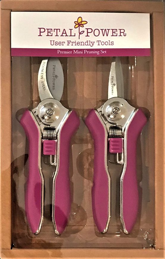 Petal Power Ladies Gardening Mini Pruner Secateurs Set - Two Razor Sharp Purple Ladies Garden Secateurs - Bypass & Trimmer Ladies Secateurs - Best Gardening Gift for women. (Purple)