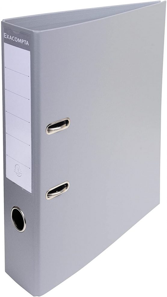 Exacompta Prem'Touch PVC Lever Arch File, 2 Ring, 70 mm spine, A4 - Grey