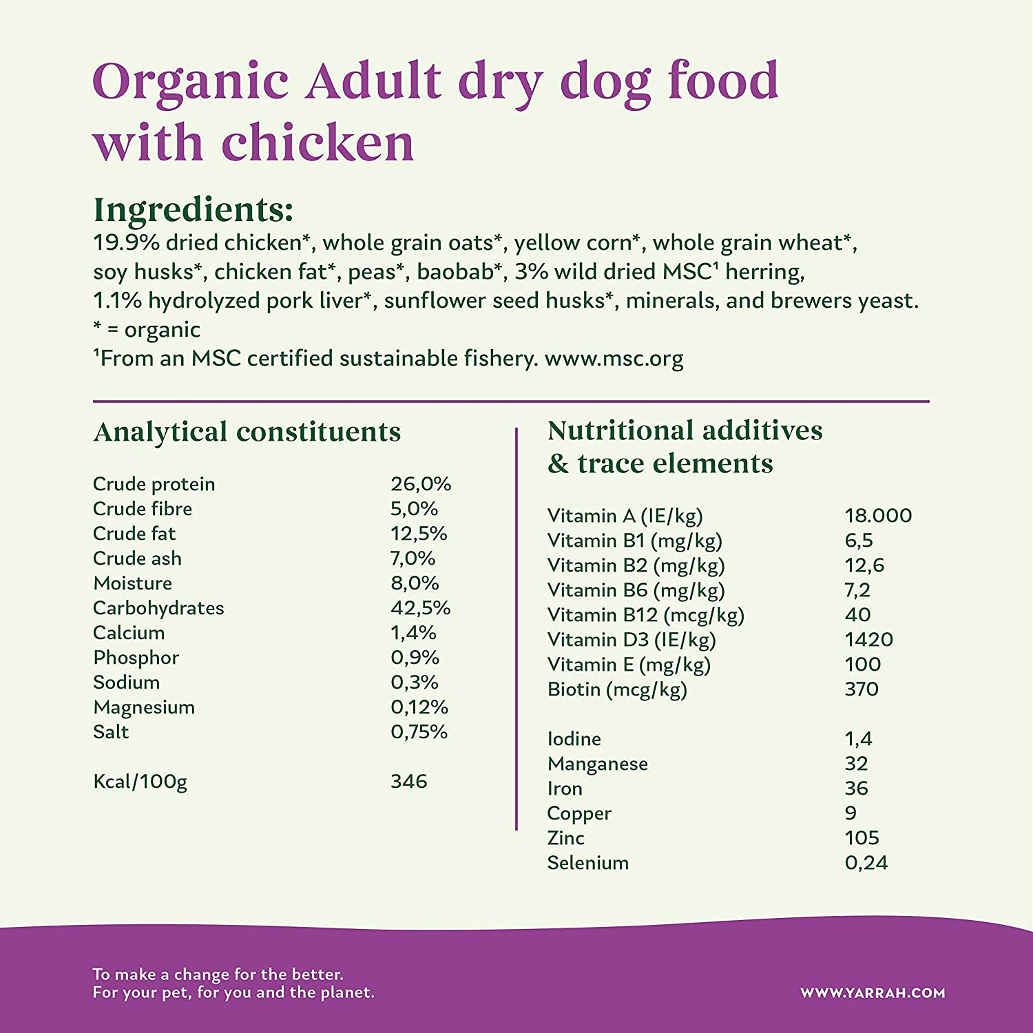 YARRAH Nutritious Organic Dry Dog Food For All Adult Dogs Exquisite