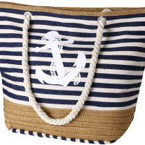 flintronic Women Beach Bag | Canvas Travel Tote Bag | Large Shoulder Bag with Rope Handle for Beach, Holiday, Shopping, Traveling (45cm*32cm*14cm) Anchor Pattern Design (Blue)